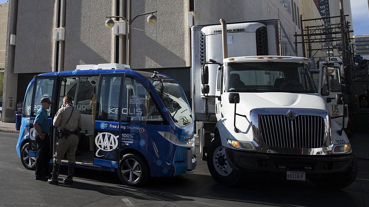 Unfall Roboter-Bus Lkw Las Vegas